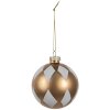 Clayre & Eef 6GL4610 Christmas bauble gold white Ø 8 cm glass modern