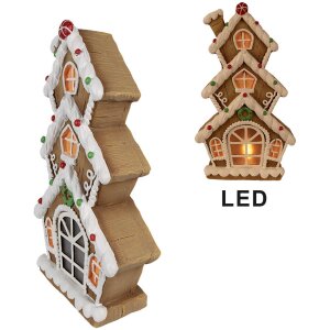 Clayre & Eef 6MG0051 Decoration House LED Brown White 24x11x41 cm 2xAAA