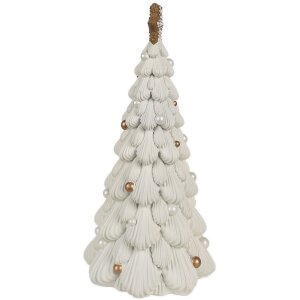 Clayre & Eef 6PR4245 Christmas Tree Decoration White Brown Ø 15x31 cm Polyresin