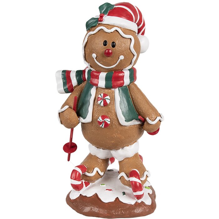 Clayre & Eef 6PR4259 Gingerbread Man Decoration Brown White 12x11x21 cm