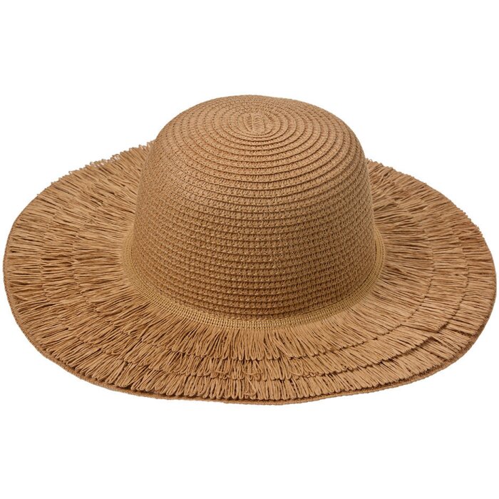 Juleeze JZHA0102CH hat brown ladies summer hat with wide brim fringed look