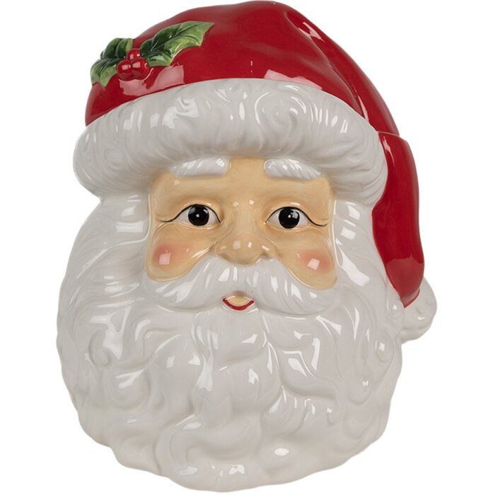 Clayre & Eef 6CE1847 Storage Tin Father Christmas White Red 19x18x22 cm