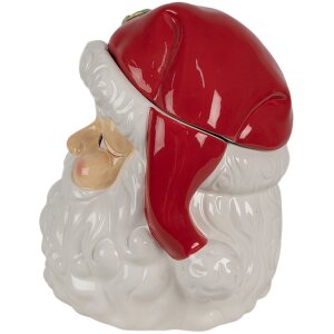 Clayre & Eef 6CE1847 Storage Tin Father Christmas White Red 19x18x22 cm