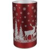 Clayre & Eef 6GL4669 Tealight holder LED glass Ø 8x12 cm Reindeer snowflakes