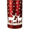 Clayre & Eef 6GL4669 Tealight holder LED glass Ø 8x12 cm Reindeer snowflakes