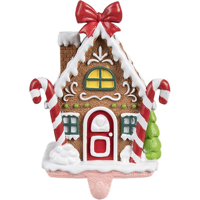 Clayre & Eef 6PR4258 Christmas stocking holder gingerbread house 13x11x18 cm