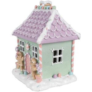 Clayre & Eef 6PR4267 Decorative House Christmas Green Pink Purple 17x14x21 cm