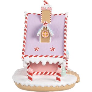 Clayre & Eef 6PR4268 Christmas House Pink Purple Polyresin 16x13x15 cm