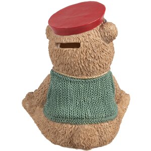 Clayre & Eef 6PR4277 Money Box Bear Brown Green Polyresin 15x13x19 cm