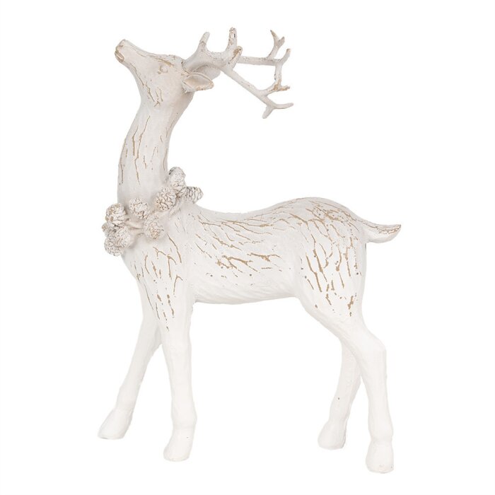 Clayre & Eef 6PR4284 Decoration Deer White 13x5x19 cm Polyresin