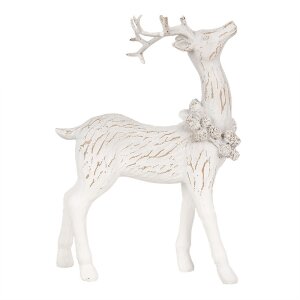 Clayre & Eef 6PR4284 Decoration Deer White 13x5x19 cm Polyresin