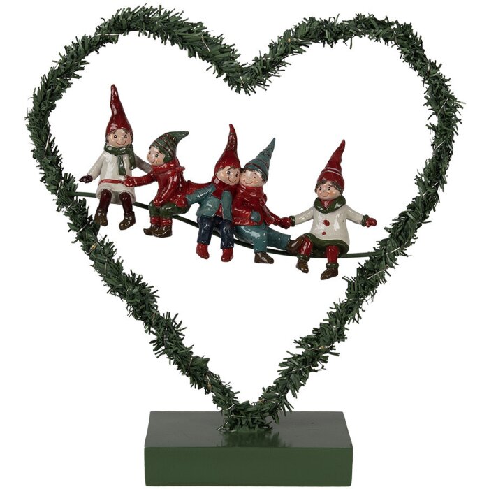 Clayre & Eef 65531 LED decoration heart gnome 26x9x28 cm Christmas decoration country house