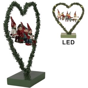 Clayre & Eef 65531 LED decoration heart gnome 26x9x28...