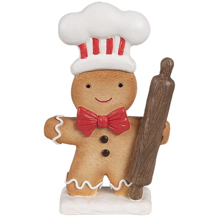 Clayre & Eef 6PR4275 Gingerbread Man Decoration Brown White 11x4x18 cm