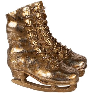 Clayre & Eef 6PR4280 Decorative Ice Skates Gold Coloured 15x12x17 cm Polyresin