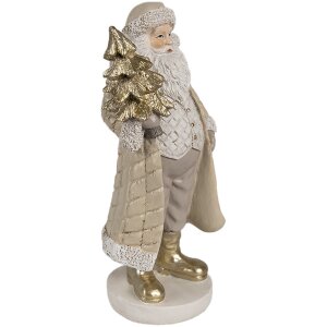 Clayre & Eef 6PR4302 Father Christmas Decoration Beige Gold 10x8x21 cm Polyresin