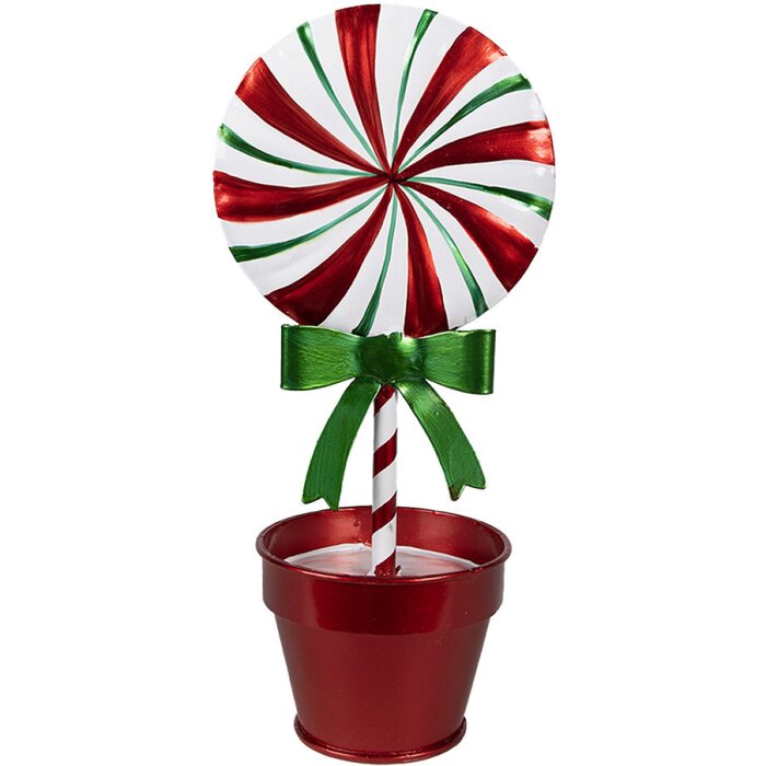 Clayre & Eef 6Y5626 Decoration Lollipop Red White Metal 12x9x26 cm