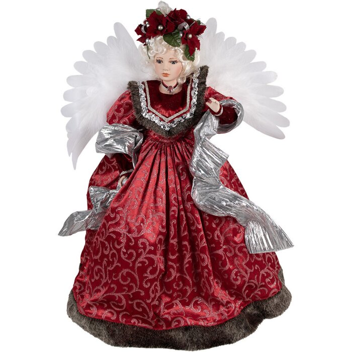 Clayre & Eef 50775 Decorative Angel Red 60x40x86 cm Textile Plastic Christmas