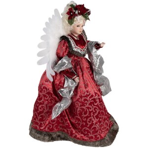 Clayre & Eef 50775 Decorative Angel Red 60x40x86 cm Textile Plastic Christmas