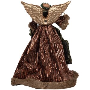 Clayre & Eef 65626 Decorative Angel Brown Green Textile 16x10x28 cm Christmas Decoration