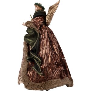 Clayre & Eef 65626 Decorative Angel Brown Green Textile 16x10x28 cm Christmas Decoration