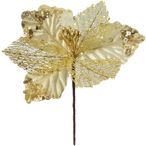 Clayre & Eef 65823 Christmas Decoration Flower Gold...