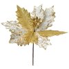 Clayre & Eef 65829 Christmas Decoration Flower White Gold Coloured Ø 25x27 cm