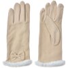 Juleeze JZGL0089BE Gloves Beige bow faux fur 9x23x1 cm