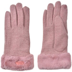 Juleeze JZGL0090P Gloves pink 9x23x2 cm with fur trim