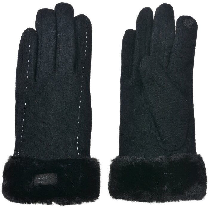 Juleeze JZGL0090Z Gloves Black 9x23x2 cm Faux Fur Polyester Warm