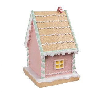 Clayre & Eef 6PR4264 Christmas Stocking Holder Gingerbread House Pink 13x10x18 cm