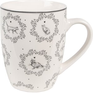 Clayre & Eef LGCMU Mug 325 ml White Grey Porcelain...