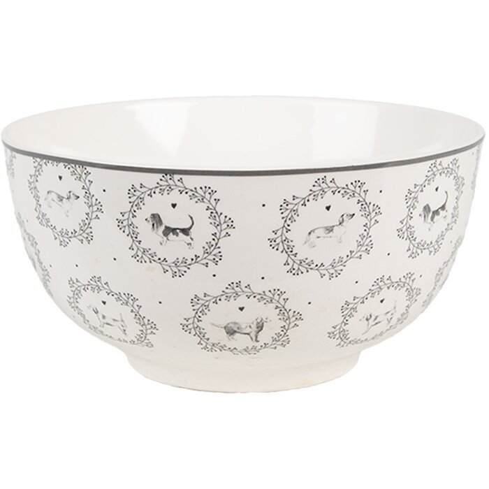 Clayre & Eef LGDBO Soup Bowl Porcelain White Grey Ø 14x7 cm 500 ml