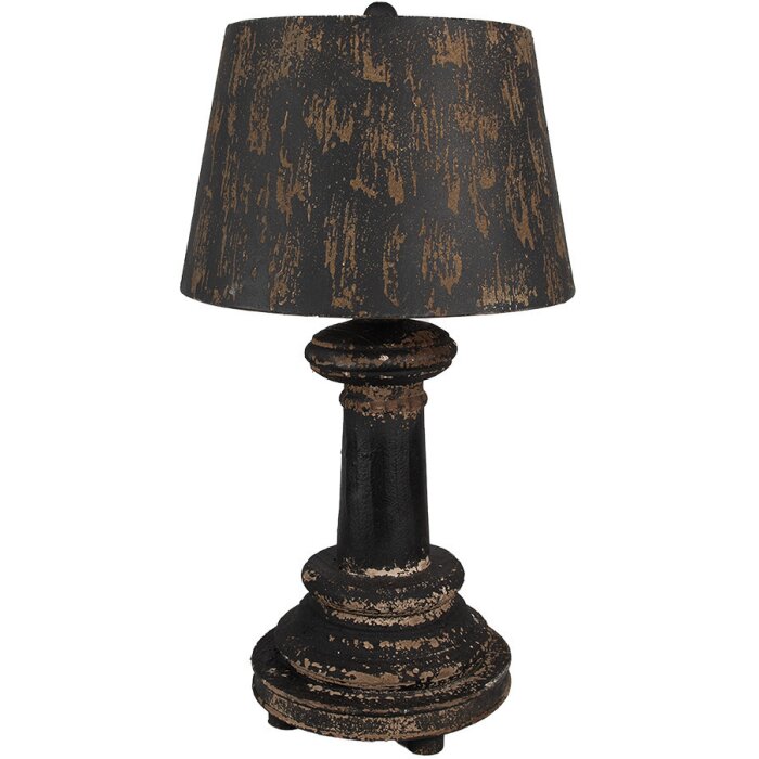 Clayre & Eef 6LMC0089 Table Lamp Wood Iron Ø35x64 cm Brown Black E27 60W