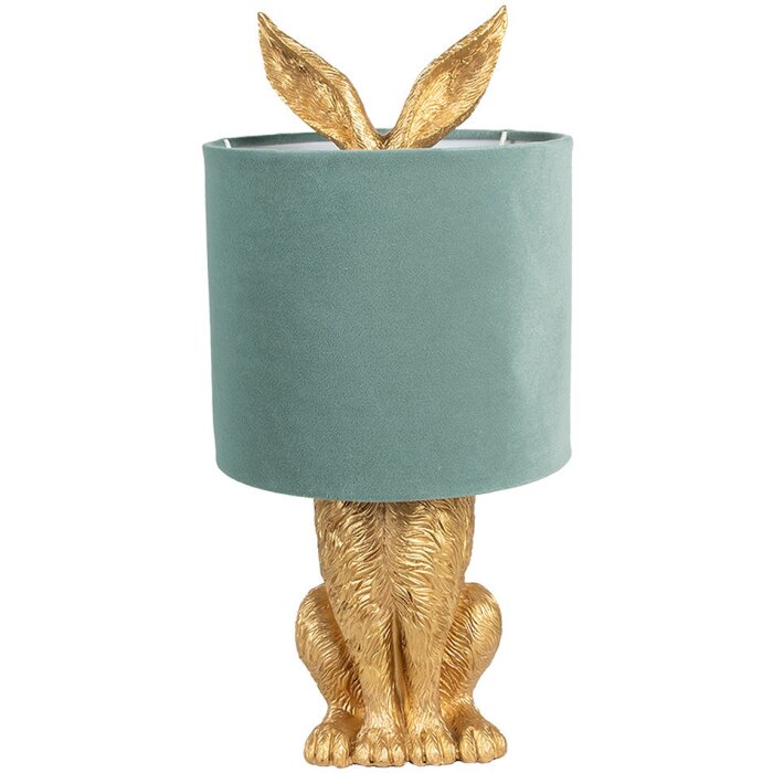 Clayre & Eef 6LMC0099GOVLGR Table Lamp Rabbit Gold Green Ø 20x43 cm E27 60W