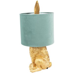 Clayre & Eef 6LMC0099GOVLGR Table Lamp Rabbit Gold Green Ø 20x43 cm E27 60W