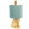 Clayre & Eef 6LMC0099GOVLGR Table Lamp Rabbit Gold Green Ø 20x43 cm E27 60W