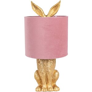 Clayre & Eef 6LMC0099GOVP Table Lamp Rabbit Gold Pink...