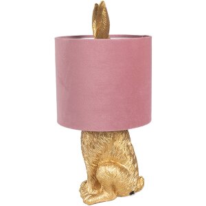 Clayre & Eef 6LMC0099GOVP Table Lamp Rabbit Gold Pink...