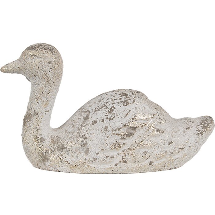 Clayre & Eef 6TE0547 Decoration Duck White Gold Stone 15x5x9 cm