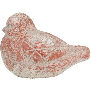 Clayre & Eef 6TE0550 Decoration Bird Grey Red Stone...