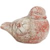 Clayre & Eef 6TE0550 Decoration Bird Grey Red Stone 14x9x10 cm Antique Style