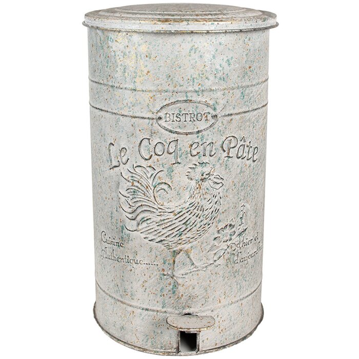 Clayre & Eef 6Y5681 Pedal bin Grey vintage-look metal 26x30x45 cm