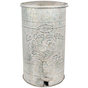 Clayre & Eef 6Y5681 Pedal bin Grey vintage-look metal...