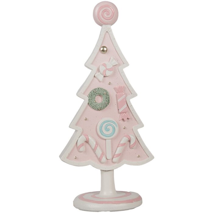 Clayre & Eef 6PR4219 Decorative Christmas Tree Pink Polyresin 12x9x25 cm