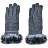 Juleeze JZGL0097 Gloves grey 9x23x2 cm with faux fur trim 100% polyester