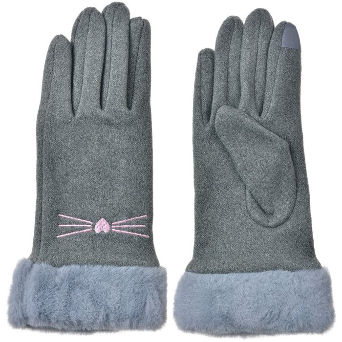 Juleeze JZGL0102G Gloves grey 9x23x2 cm Touchscreen cat design