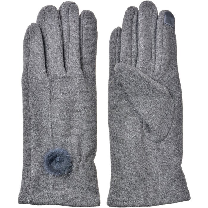 Juleeze JZGL0107 Gloves grey 9x23x1 cm with pompom detail warm and soft