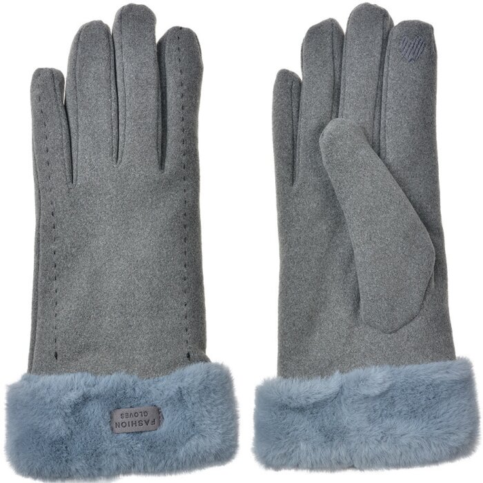 Juleeze JZGL0108 Gloves grey 9x23x2 cm faux fur trim warm lining