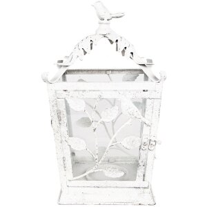 Clayre & Eef 6Y5670 Lantern Antique White Metal Glass...